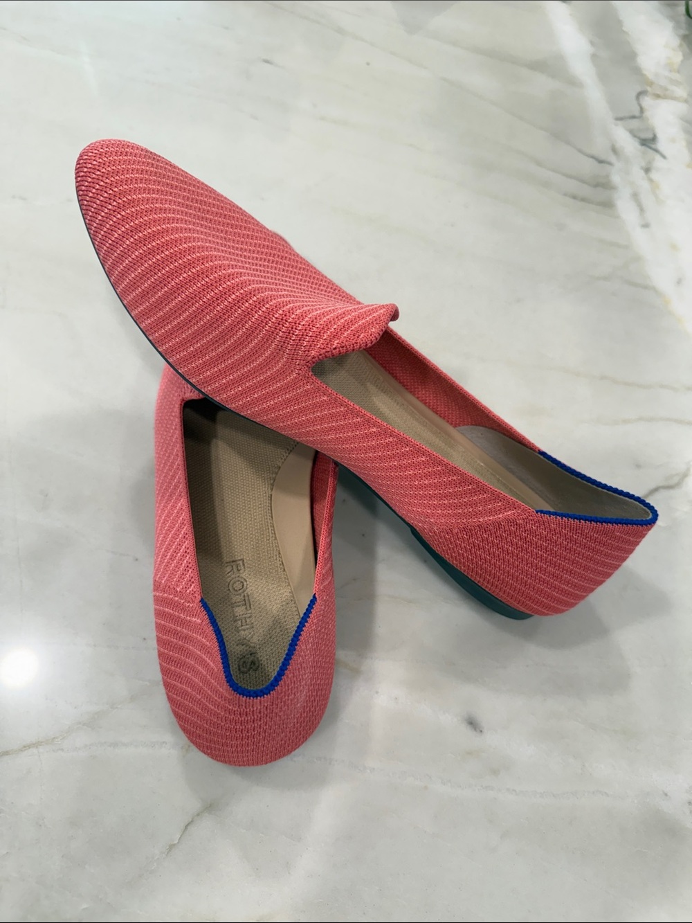 Rothy's Coral Knit Slip-On Flats with Blue Trim size 9 NEW WITHOUT BOX - Picture 5 of 5